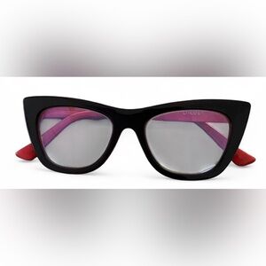 Chico’s Black Red Cat Eye Reading Glasses 2.5 | Colorblock Readers